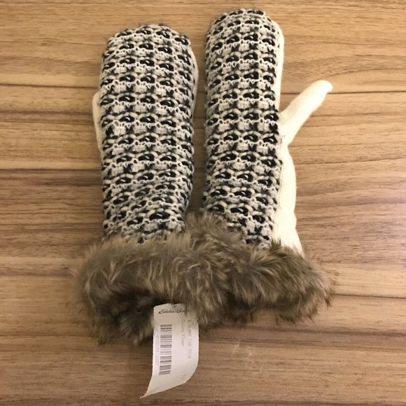 Eddie Bauer Accessories Nwt Eddie Bauer White Fur Trim Knit One